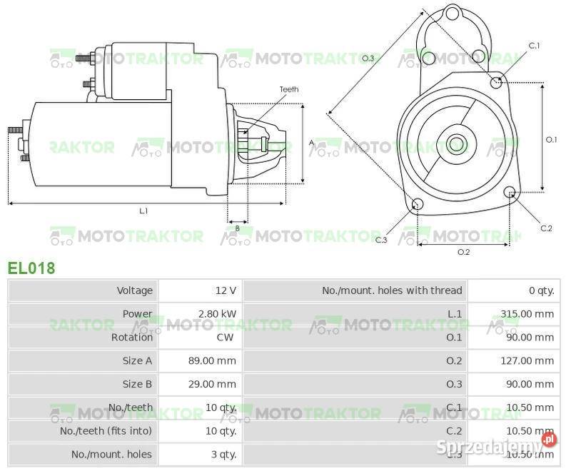 Rozrusznik Massey Ferguson 3085 3095 JCB 3CX 4CX Łążynek