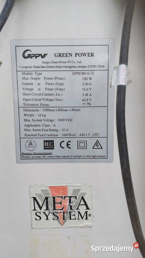 panele fotowoltaiczne słoneczne 180W mazowieckie Wołomin