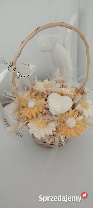 Flower box z świec sojowych w koszyczku Wyposażenie wnętrz Wręczyca Wielka