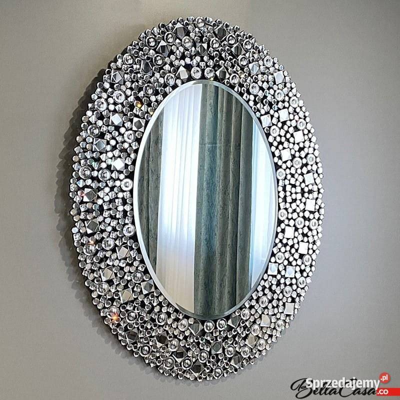 Lustro glamour dekoracyjne okrągłe wiszące mazowieckie Warszawa