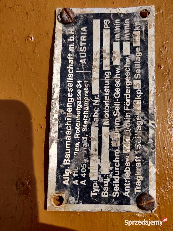 Wyciąg budowlany dźwig żurawik szybki mocny 230V