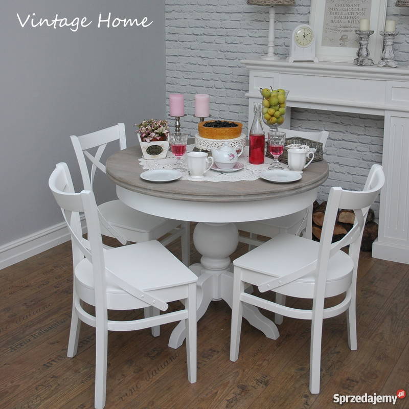 Prowansalski stół OKRĄGŁY cudo Vintage shabby Kalisz