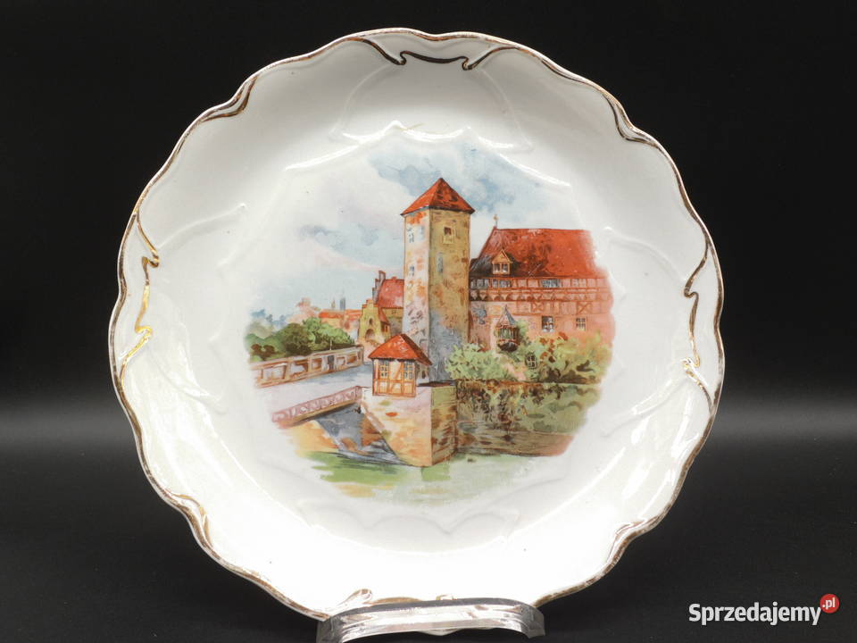 Porcelanowy talerz z malowniczym pejzażem wielkopolskie Raszków