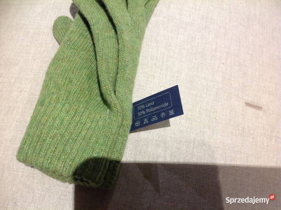 Zielone Rękawiczki Wełniane Damskie LAMBSWOOL