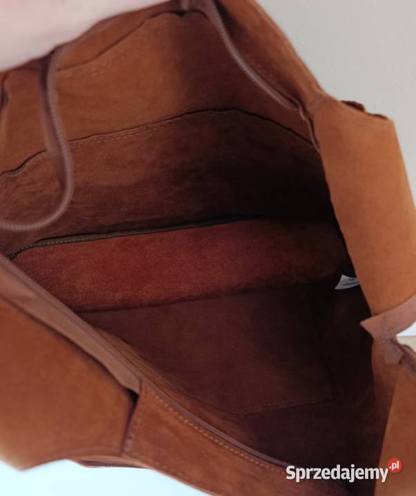 Torebka hobo worek zamszowy camel frędzle wielkopolskie Żabiczyn