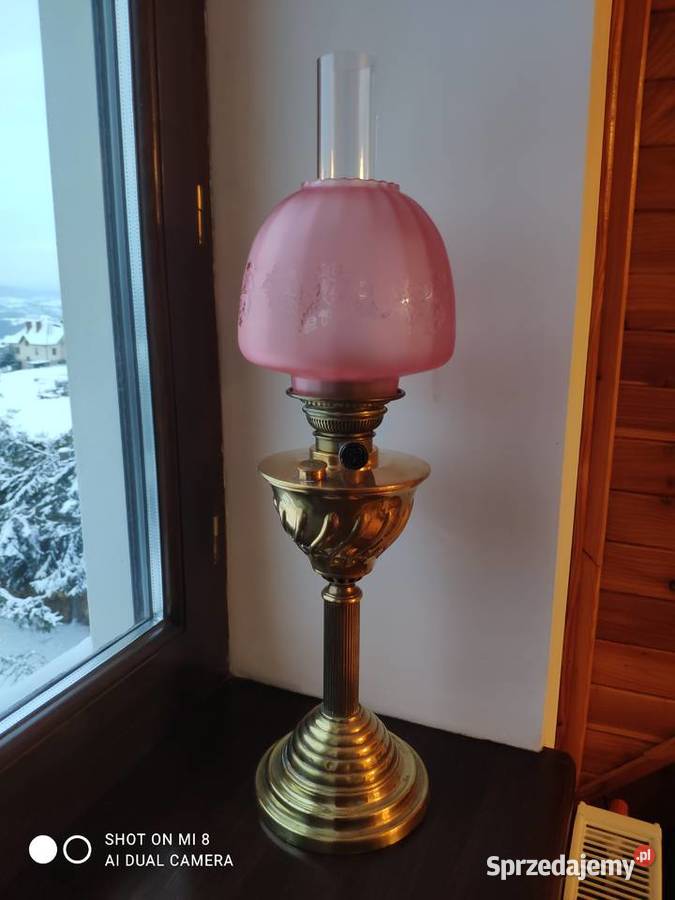 Ogromna wiktoriańska mosiężna lampa naftowa 3 Kraków sprzedam