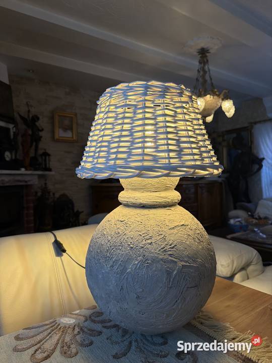 efektowna wielka lampa handmade ratan tworzywo Bystrzyca Kłodzka sprzedam