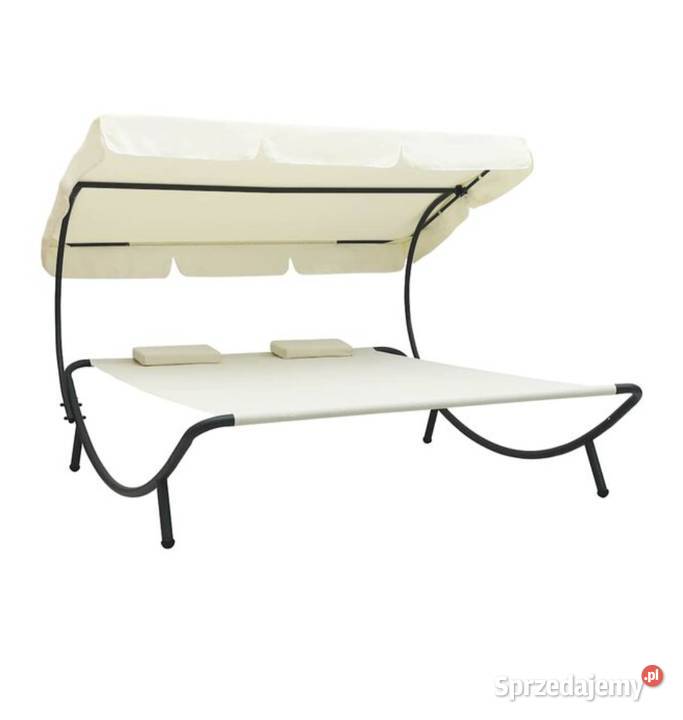 Leżak ogrodowy z baldachimem kremowy Poręba sprzedam