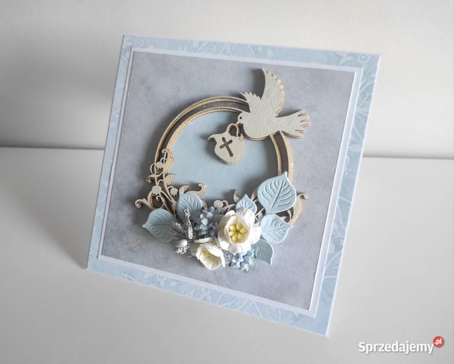 Kartka ręcznie robiona e pudełku na Chrzest Łódź