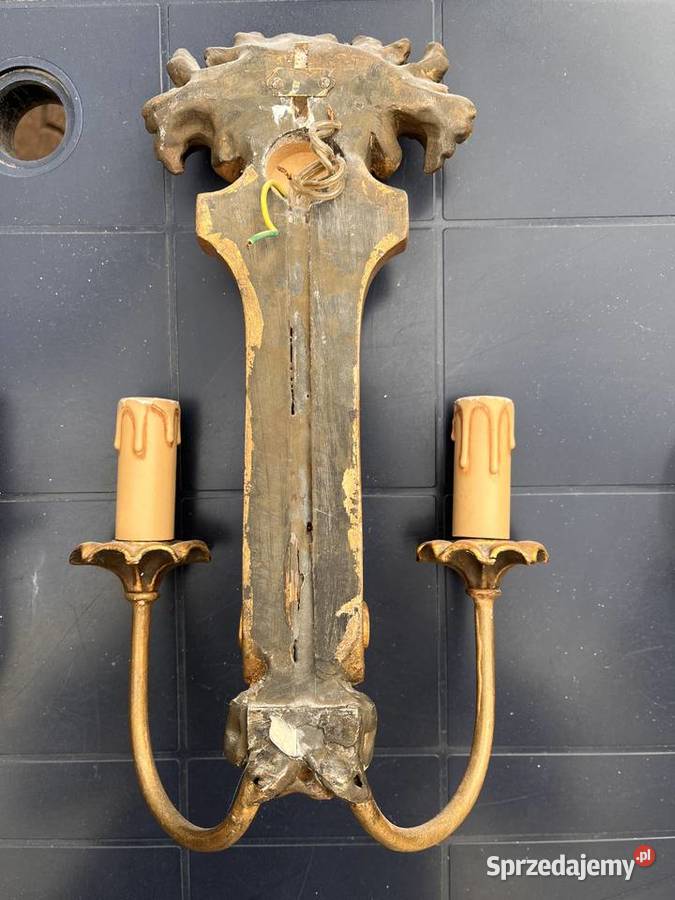 Drewniane kinkiety rzeźbione świeczniki na Świeczniki Trzebnica