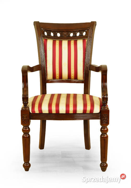 Krzesło ludwikowskie rzeźbione z podłokietnikami wielkopolskie Września
