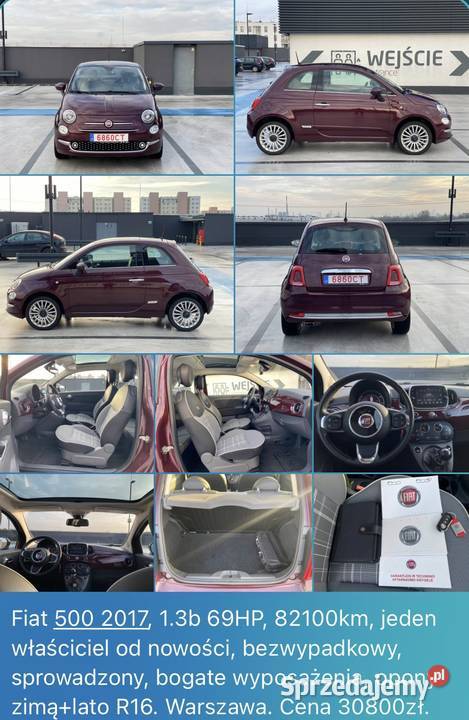 Fiat 500 2017 pierwszego właściciela manualna Warszawa