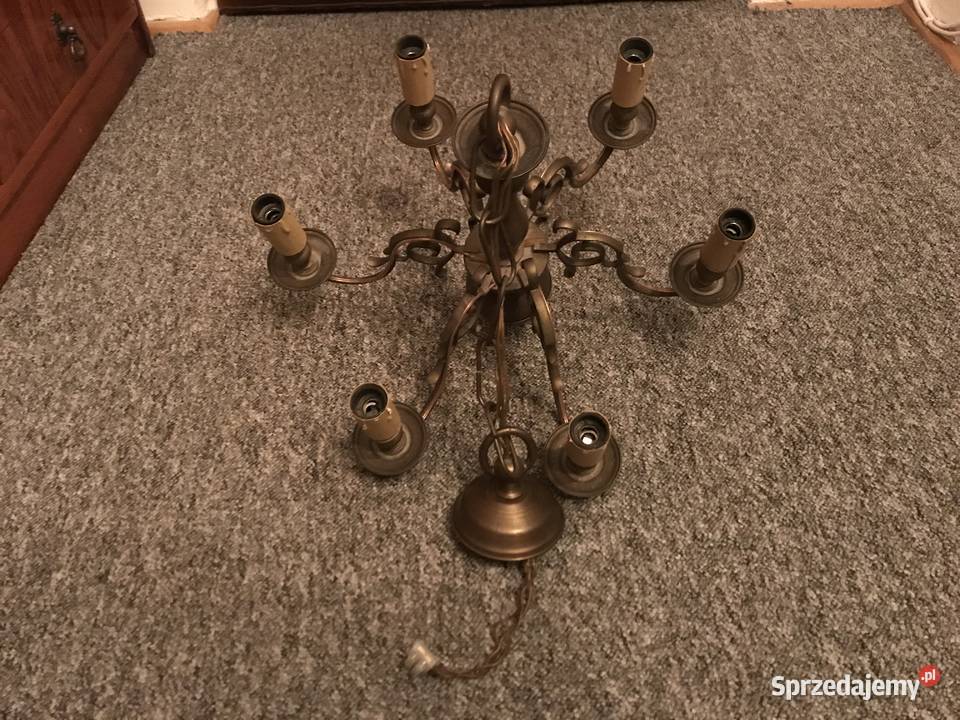 żyrandol wiszący mosiężny 6 ramienny sprzedam