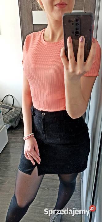 Tshirt neonowy pomarańczowy w prążki TANIO Moda i Styl mazowieckie Warszawa