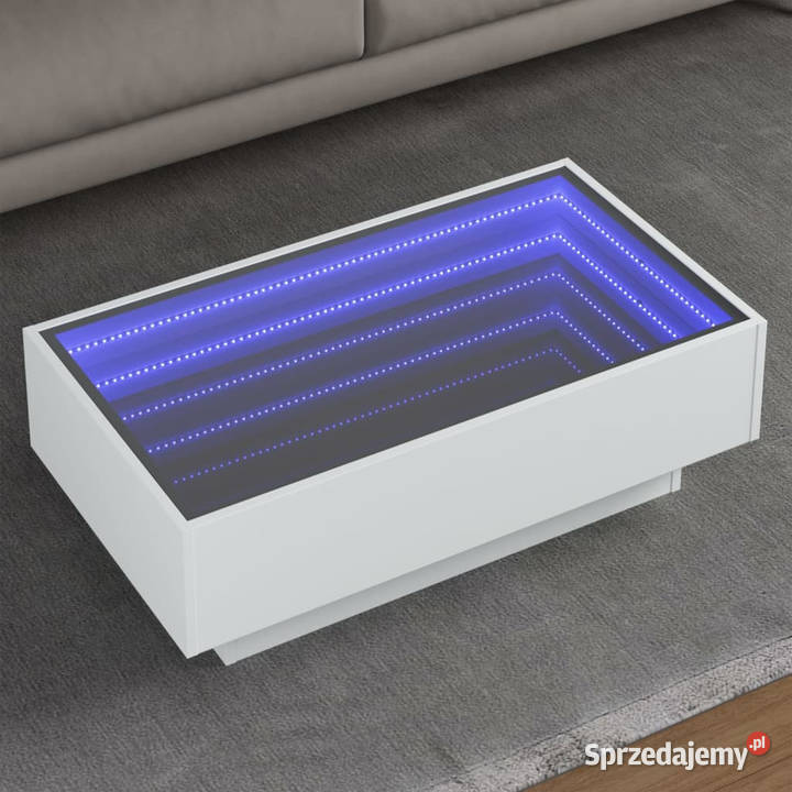 Stolik kawowy z LED biały 90x50x30 materiał Stoły Warszawa