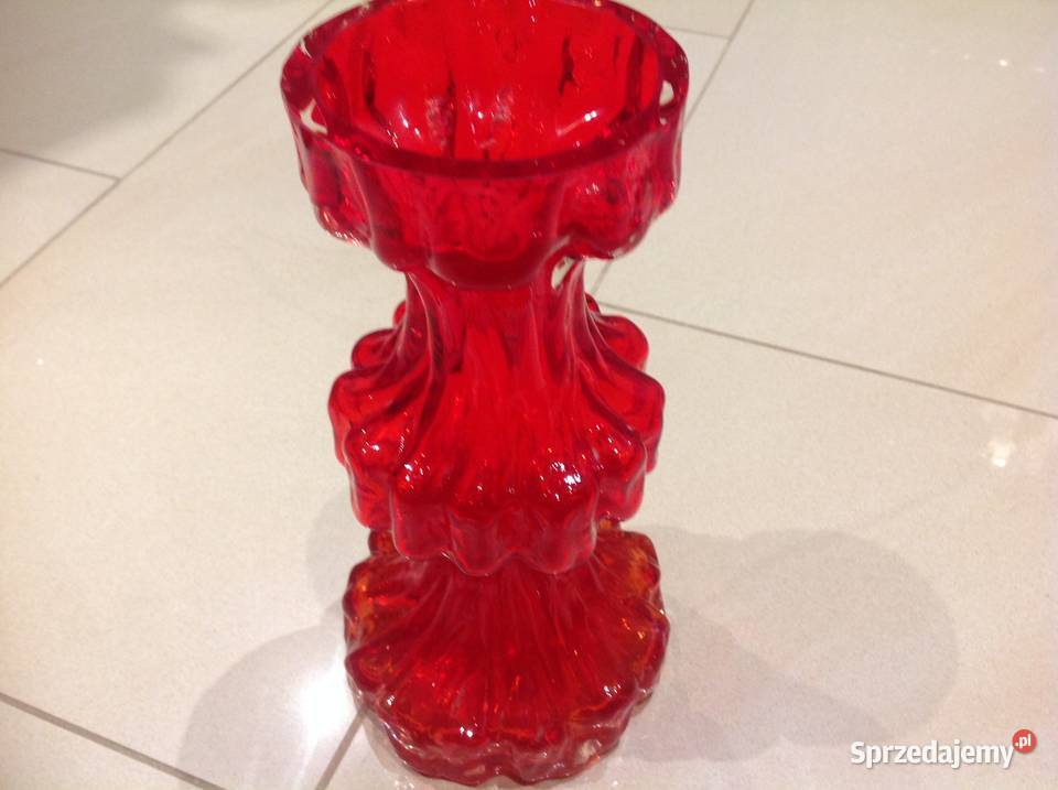 Czerwony Wazon INGRID GLASS Szkło Kryształowe Nowa Sól