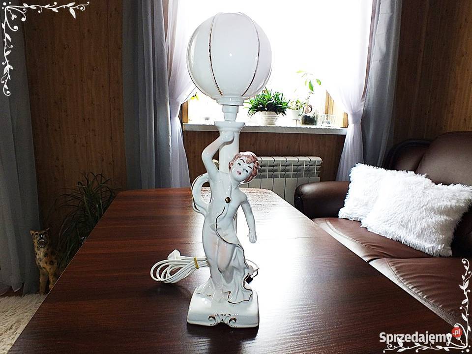 Stara lampka nocna porcelana chłopczyk 49 Retro lubuskie Żary