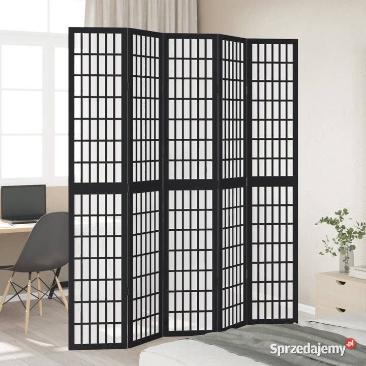 Parawan pokojowy 5panelowy czarny lite drewno mazowieckie Warszawa