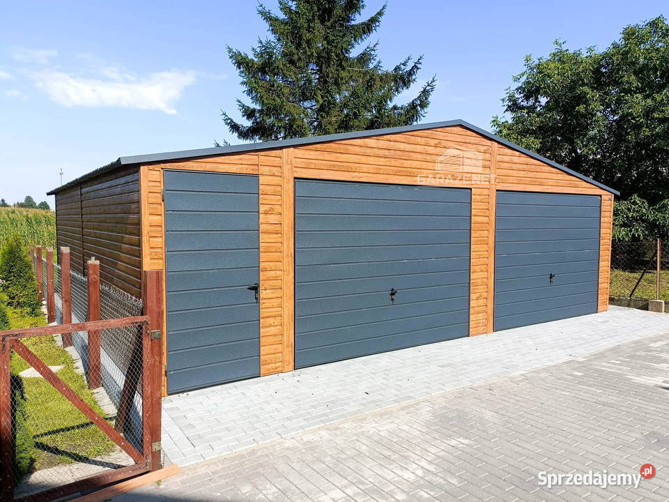 GARAŻ BLASZANY 8m x 7m DWUSPAD 2x BRAMA DRZWI Łapanów