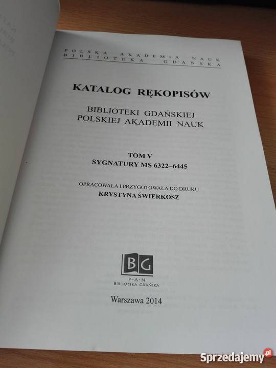 Katalog rękopisów Biblioteki Gdańskiej PAN T 5 Gdańsk