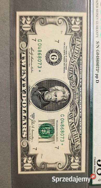 USA 20 Dolarów 1969 r Seria ZASTĘPCZA PMG 58 EPQ Węgorzewo