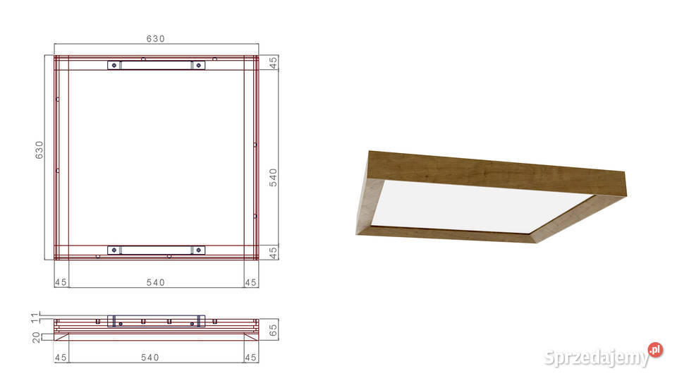 Lampa sufitowa LED FLORENCE drewniana oprawa do Białystok