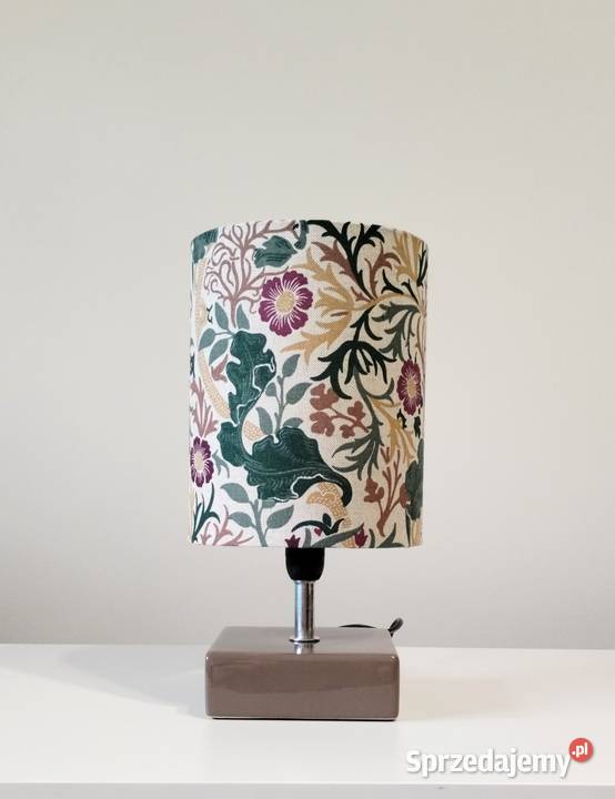 Lampka nocna ceramiczna z abażurem z tkaniny Aleksandrów Łódzki