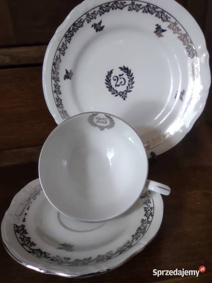 Zestaw trio porcelana Chodzież Jubileusz 25 lat