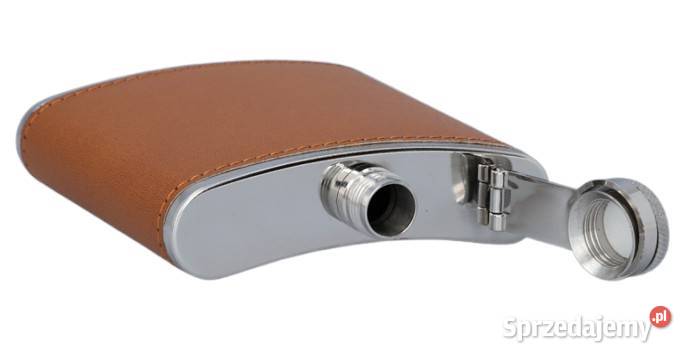 JasnoBrązowa Piersiówka Obszyta Skórą 8 OZ ok Pozostałe Ostrowy nad Okszą