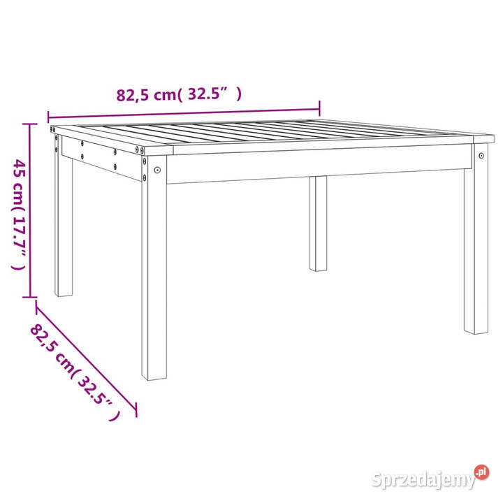 Stolik ogrodowy szary 825x825x45 lite drewno Warszawa