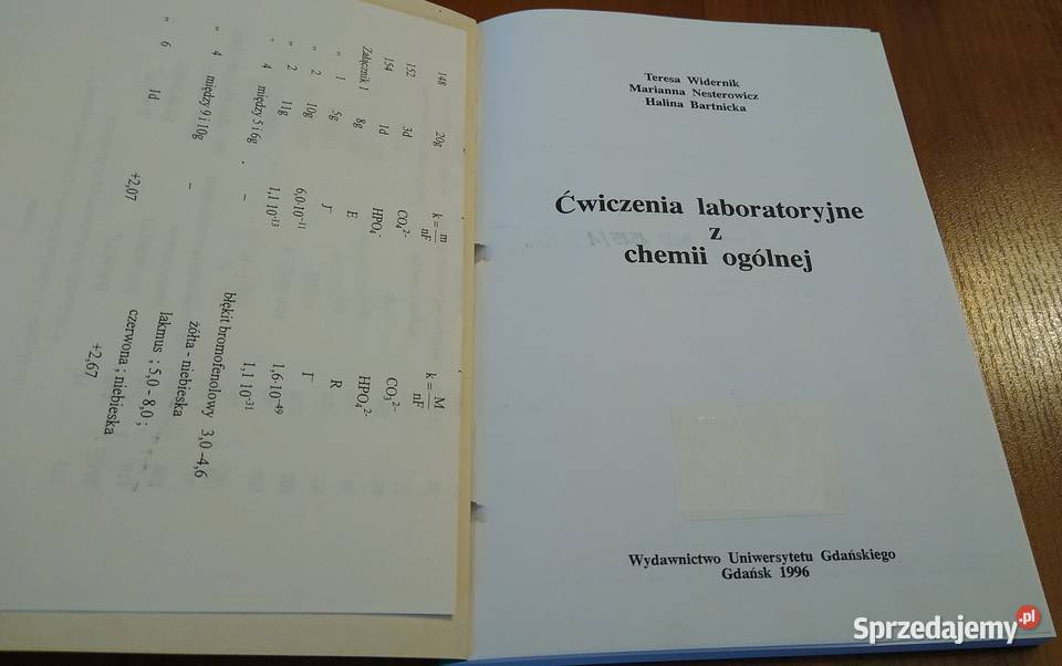 Ćwiczenia laboratoryjne z chemii ogólnej ISBN 8370176488 Gdańsk sprzedam