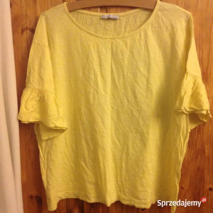 Bawełniana bluzka z falbankami kolor żółty Bluzki i koszule