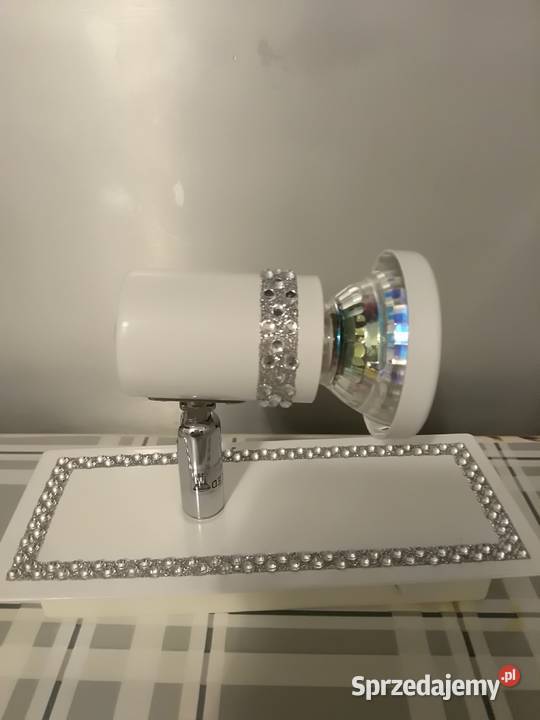 Kinkiet reflektorek biały glamour cyrkonie