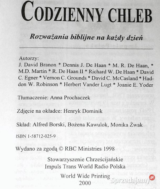 Codzienny chleb David J Branon Rok wydania 2000