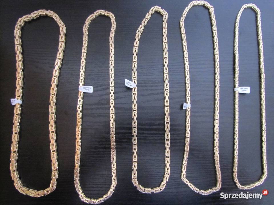 ZŁOTY KRÓLEWSKI ŁAŃCUSZEK DUŻY ŁAŃCUCH KOSTKA złote Warszawa