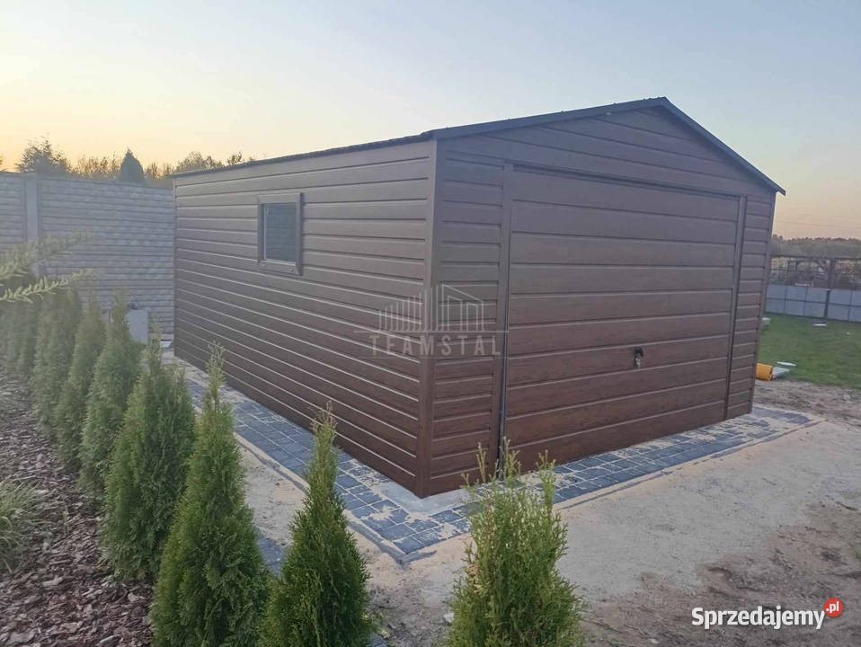 Garaż blaszany 4x5m Brama uchylna drzwi okno Kalwaria Zebrzydowska