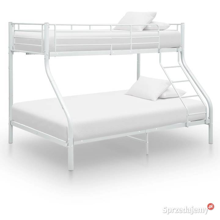 vidaXL Rama łóżka piętrowego, biała, metalowa 287903