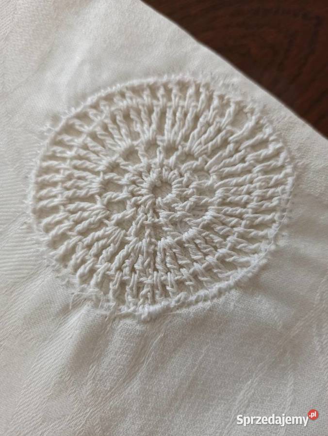 Obrus biały 100 bawełna PRL 180X130 sprzedam