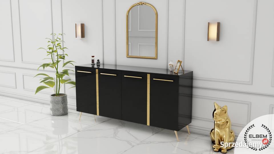 Lakierowana komoda czarny połysk Glamour