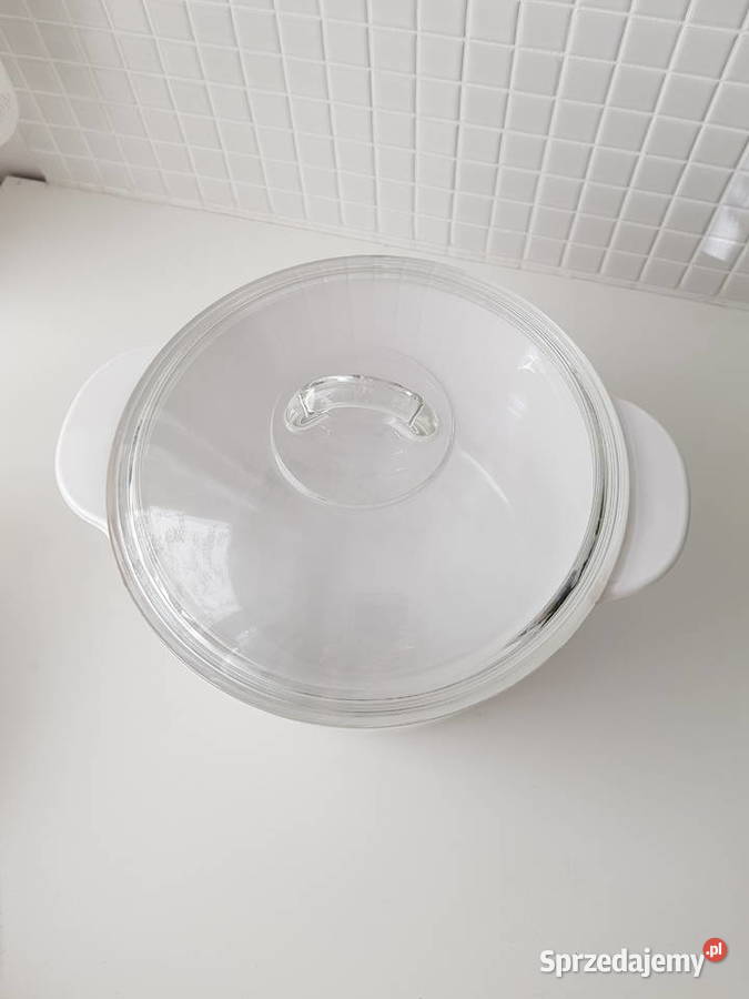Biały garnek ceramiczny żaroodporny ze szklaną śląskie Siemianowice Śląskie