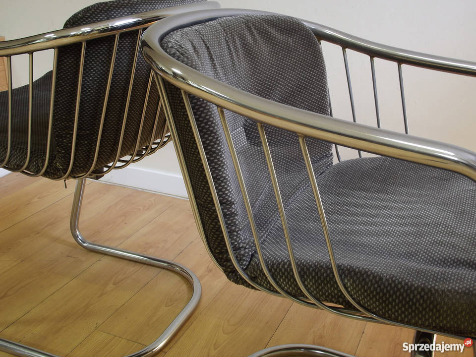 Krzesła chromowane w stylu Bauhaus lata 70te 4 Stoły, krzesła, biurka