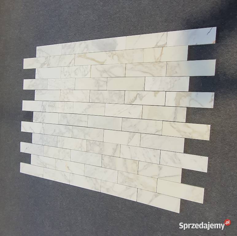 Mozaika Bianco Calacatta matowa Bricks Cegiełka Płytki ścienne dolnośląskie Bielawa