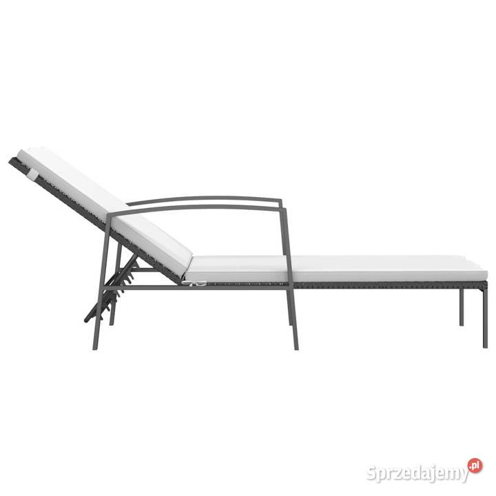 Leżaki ze stolikiem 2 polirattan czarne WM317638