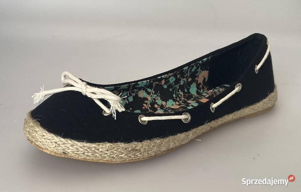 Czarne damskie espadryle z kokardą rozmiar 40 Obuwie Żyrardów