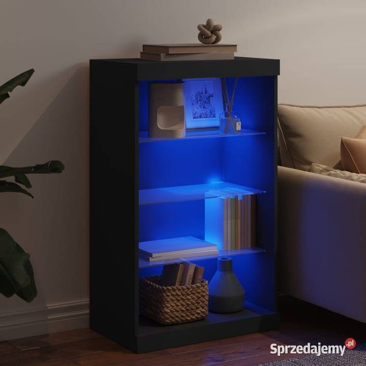 Szafka z oświetleniem LED czarna 605x37x100