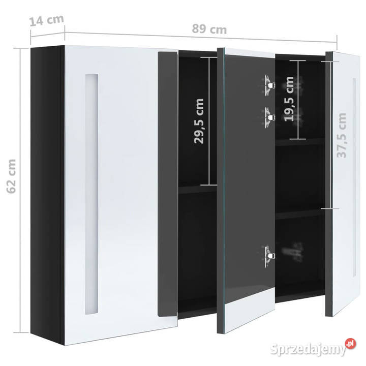Szafka łazienkowa z lustrem i LED 89x14x62 Warszawa