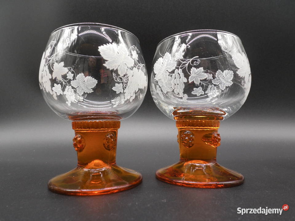 Kieliszki do wina 2 bursztynowa nóżka i podstawa wielkopolskie Raszków