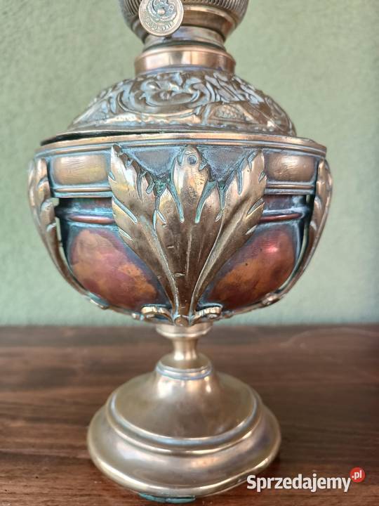 Stara mosiężna lampa naftowa Francja Budzyń