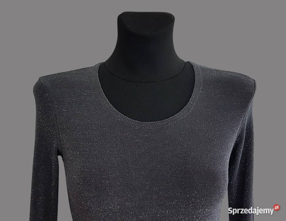 Damska elegancka bluzka szara brokatowa z długim sprzedam