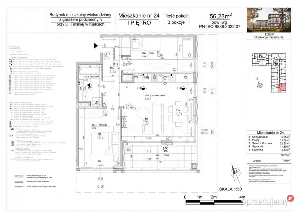 Mieszkanie Kielce 5623m2 3 pokoje 56.23m2 świętokrzyskie